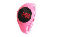 Cronógrafo agradável cor-de-rosa do relógio de pulso do diodo emissor de luz Digital das meninas com curvatura do plutônio