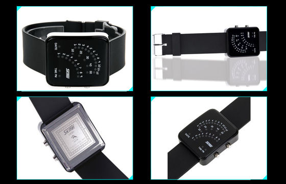 Preto 12/24 caixas da liga do relógio de pulso do diodo emissor de luz Digital da hora para adolescente